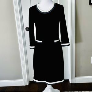 Boden Elsa Ottoman Dress- Black with white/Gray Trim- Size 6R